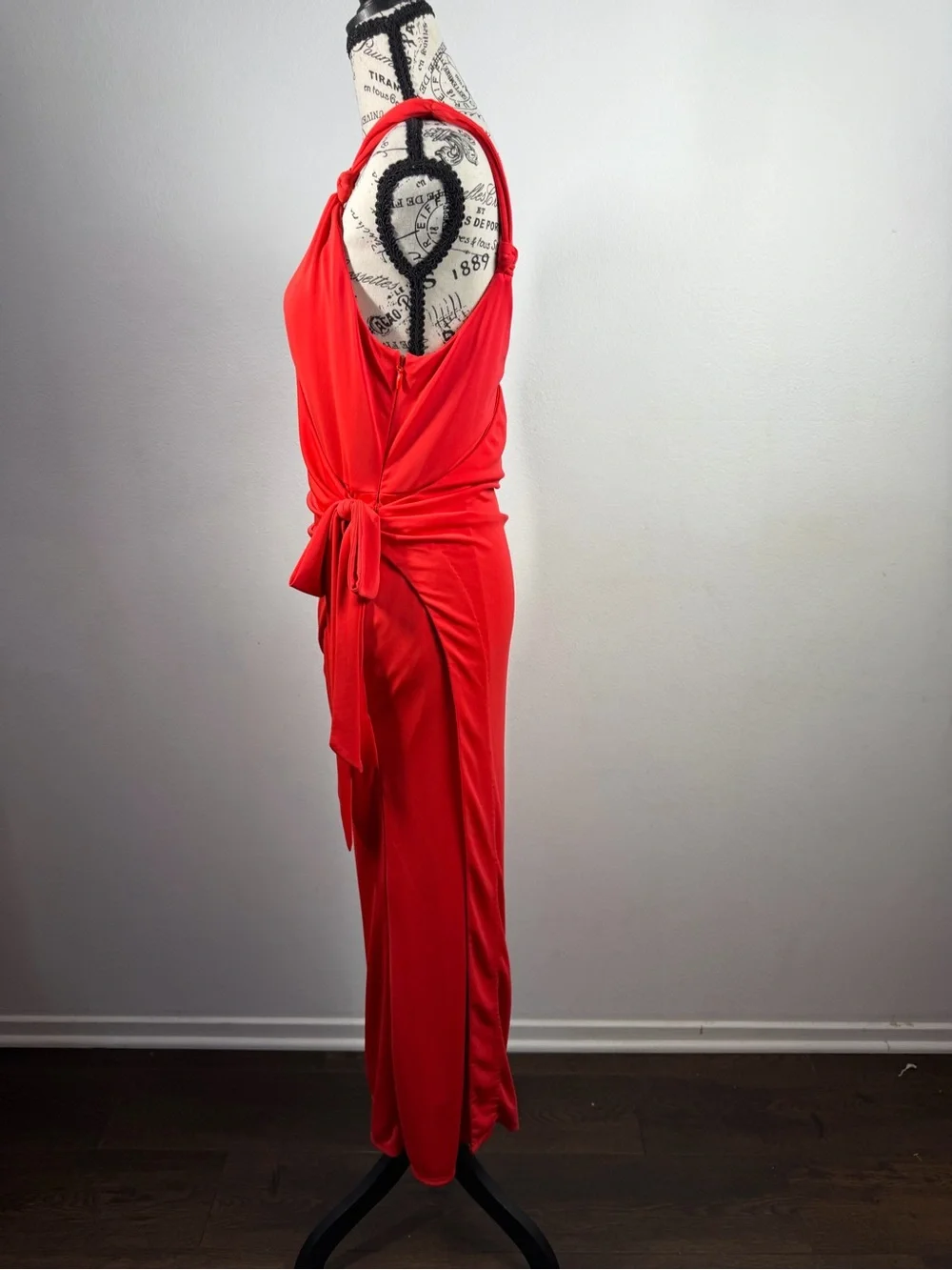 Red Ruched Wrap Maxi Dress Cinque à Sept Size 10